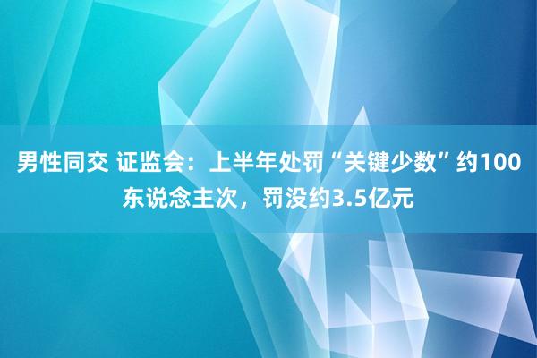 男性同交 证监会：上半年处罚“关键少数”约100东说念主次，罚没约3.5亿元